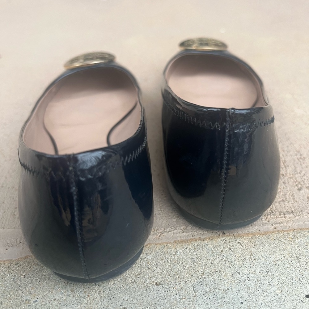 Tory Burch Reva Ballet Flats in Black with Gold Emblem - Picture 6 of 6